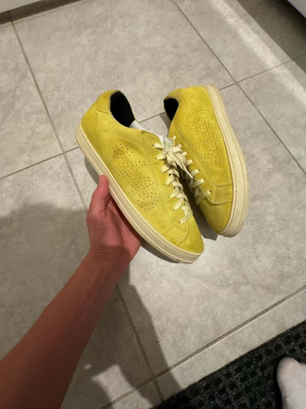 P448 John Lemon Yellow Suede Low Top Sneakers
